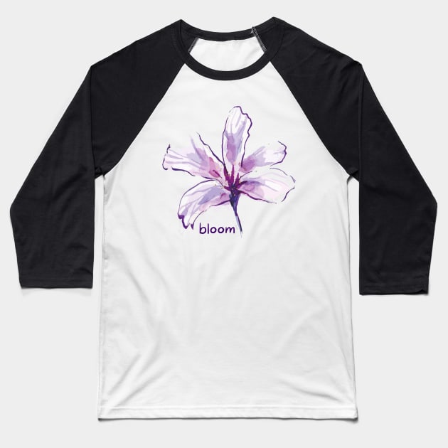 Floral Radiance: Bloom Like a Flower Inspirational Baseball T-Shirt by neverland-gifts